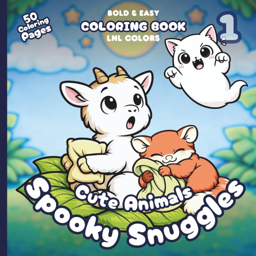 Cute Animals: Spooky Snuggles 1 — Bold and Easy Coloring Book for All Ages: 50 Cozy Coloring Pages for Relaxation | Friendly Ghosts, Funny Startles & Cozy Scares