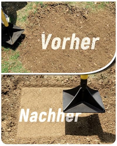 20cm x 20cm Stahlstampfer, Schwerlast-Handwerkzeug zum Verdichten, Ideal für das Nivellieren von Boden, Kies, Asphalt und Einfahrten, Manuelle Rüttelplatte und zur Ausbesserung von Asphaltbelägen