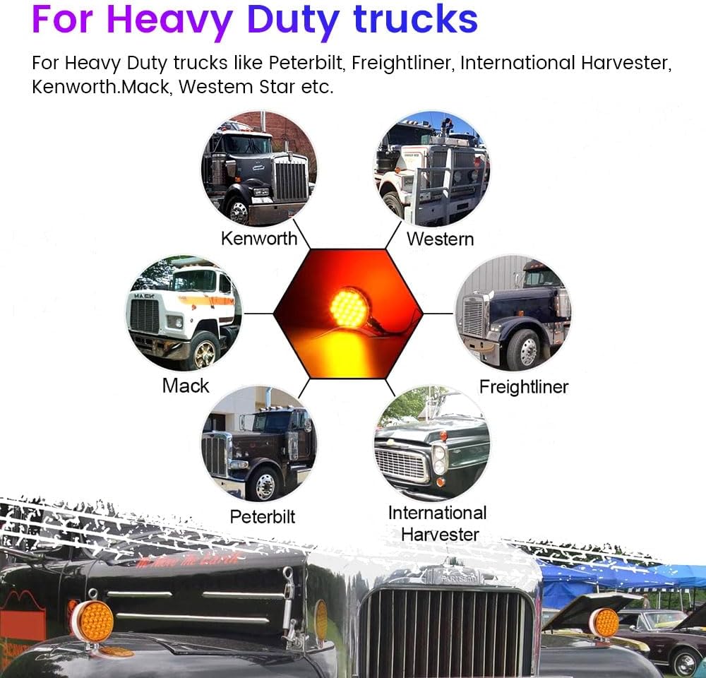 48 LED Double Sided Lamp Car Marker Light Reflective Lights for Heavy-duty Trucks 2pcs, DOT Compliant, 10-30V Red Lens Red Light