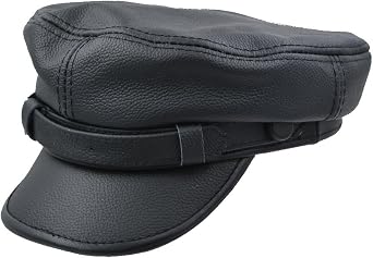 Mens Leather Greek Fisherman Sailor Fiddler Driver Hat Flat Cap