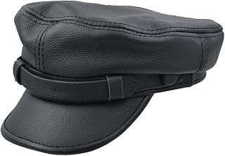 Men's Leather Greek Fisherman Sailor Fiddler Driver Hat Flat Cap