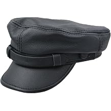 Mens Leather Greek Fisherman Sailor Fiddler Driver Hat Flat Cap