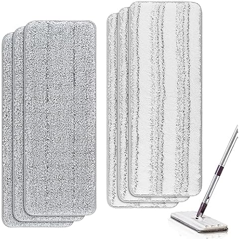 Microfiber Mop Cleaning Pads Flat: 6 Packs 13" X 4.9" Washable Pads for Floor Cleaning Compatible with Tethys & Most 13 Inch Flat Mop - Pads Replacement for Flat Mop or Mop Bucket Set Cover
