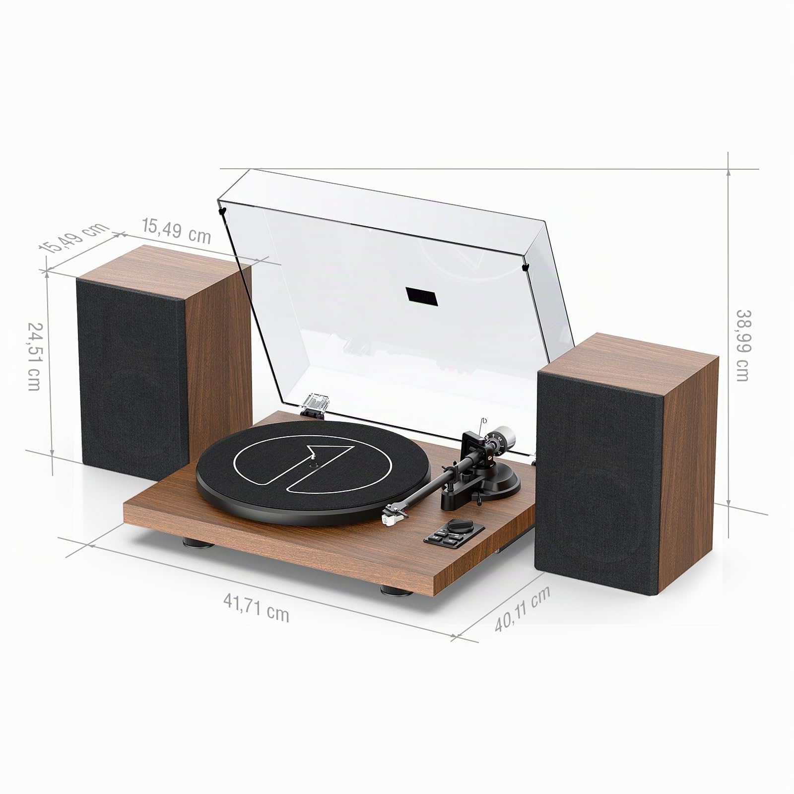 1 BY ONE Tocadiscos de Vinilo Bluetooth con Sistema Hi-Fi con Altavoces de 36 vatios, Reproductor de Discos de Vinilo con Cartucho magnético Conector inalámbrico con Otro Dispositivos