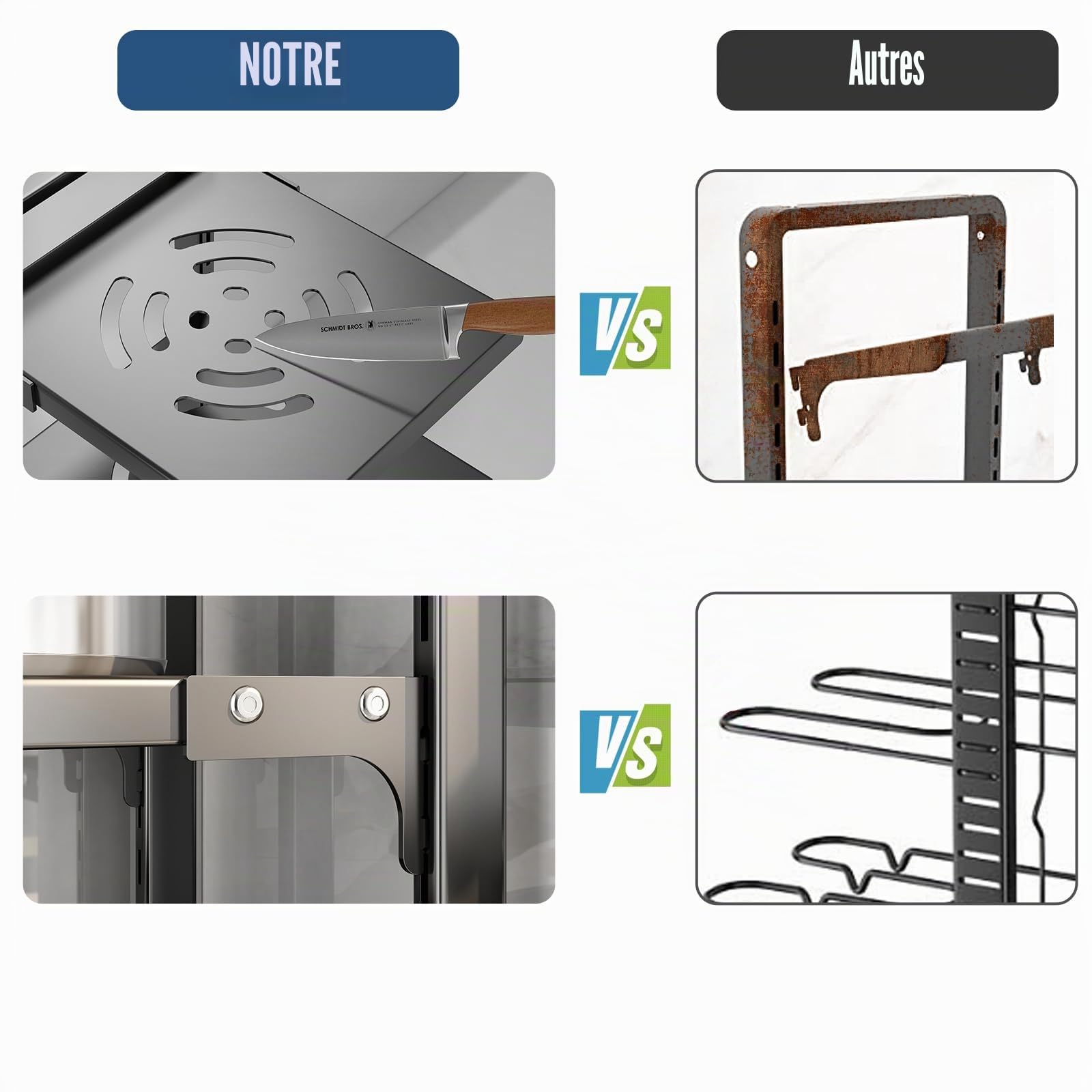 Organiseur de casseroles 6 + 1 niveaux réglables et robustes pour armoire, plusieurs modes d'utilisation, support de casseroles et poêles pour comptoir de cuisine et armoire