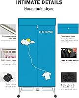 Vista 6 de Secadora portátil, secadora eléctrica de 110 V 1000 W, doble capa apilable, acero inoxidable, azul, capacidad de 33.1 lbs, carga frontal, ideal