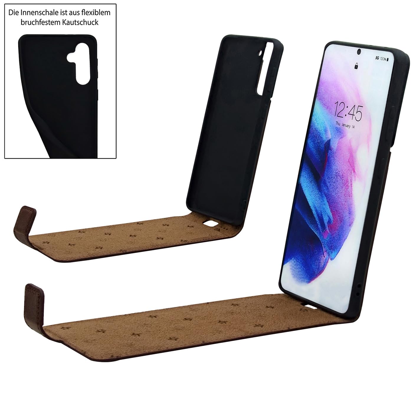 Suncase Original Flip-Style Hülle kompatibel mit Samsung Galaxy S26 Ultra 5G Tasche Echt Ledertasche (Ultra-Slim) Schutzhülle Case Cover in antik Coffee