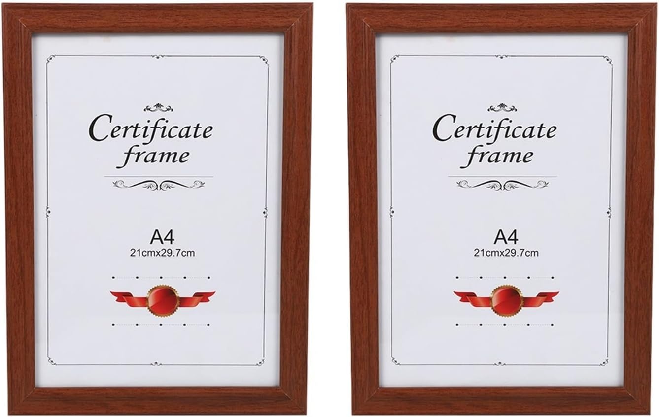 Certificate Frame, High Definition A4 Photo Picture Frame Desk Top Crafts Beautiful Home Office Decorations for Birthday Festival Family Lover Gift, 2 Pieces