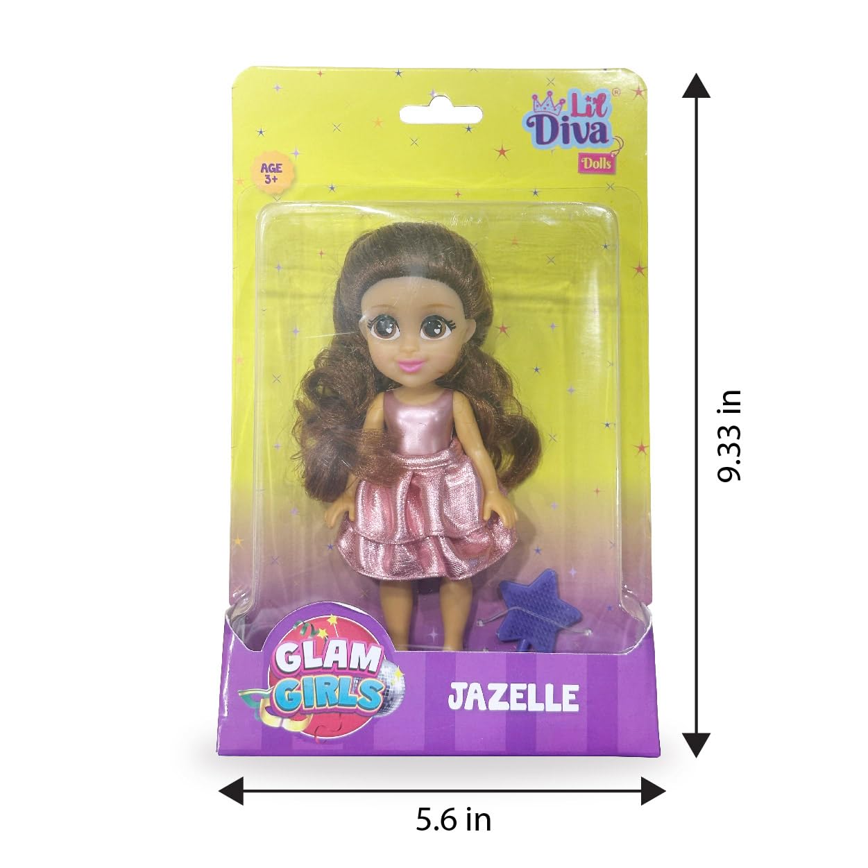 Lil Diva Dolls 6" Glam Girl Jazzelle Doll for Girls|Soft Movable Body with Realistic Features|Birthday Gift for Kids 3+ Years|Early Learning Toy for Girls|Ideal Gift for Birthdays & Special Occasions 4