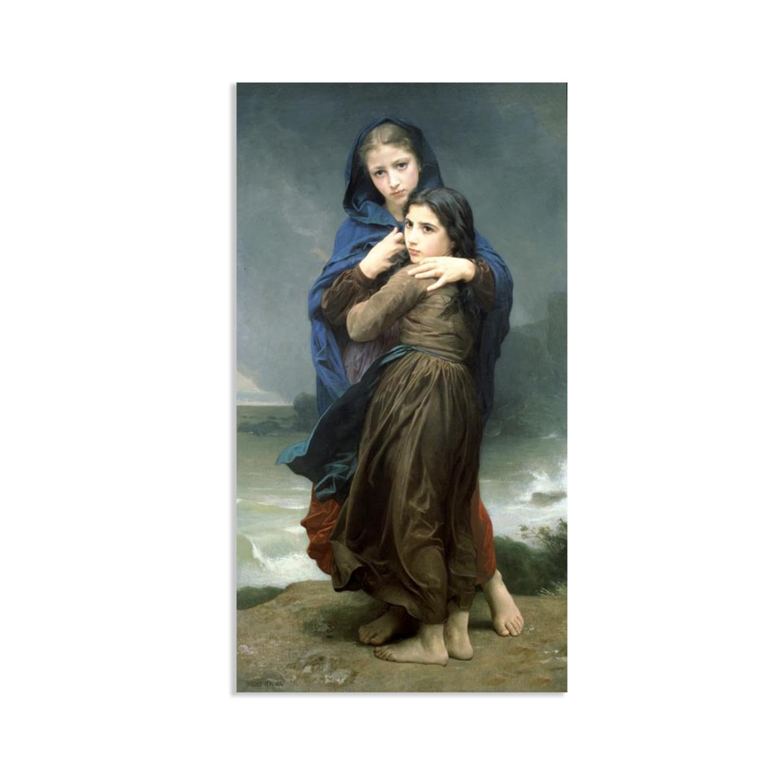 Rxnhgjds Unframed William-Adolphe Bouguereau Wall Art The Storm Print On Canvas Reproductions Of Famous Paintings Wall Decor For Living Room Bedroom Bathroom Home Decor 55X30cm Frameless
