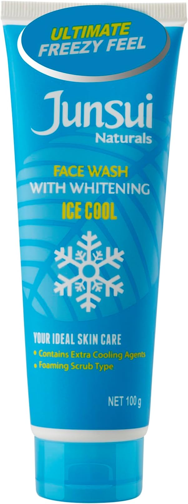 Junsui Naturals Face Wash Ice Cool | Enjoy Ultimate Freezy Feeling and Helps Brighten The Skin | Contains Extra Menthol and Yam Bean Extract | 100gm