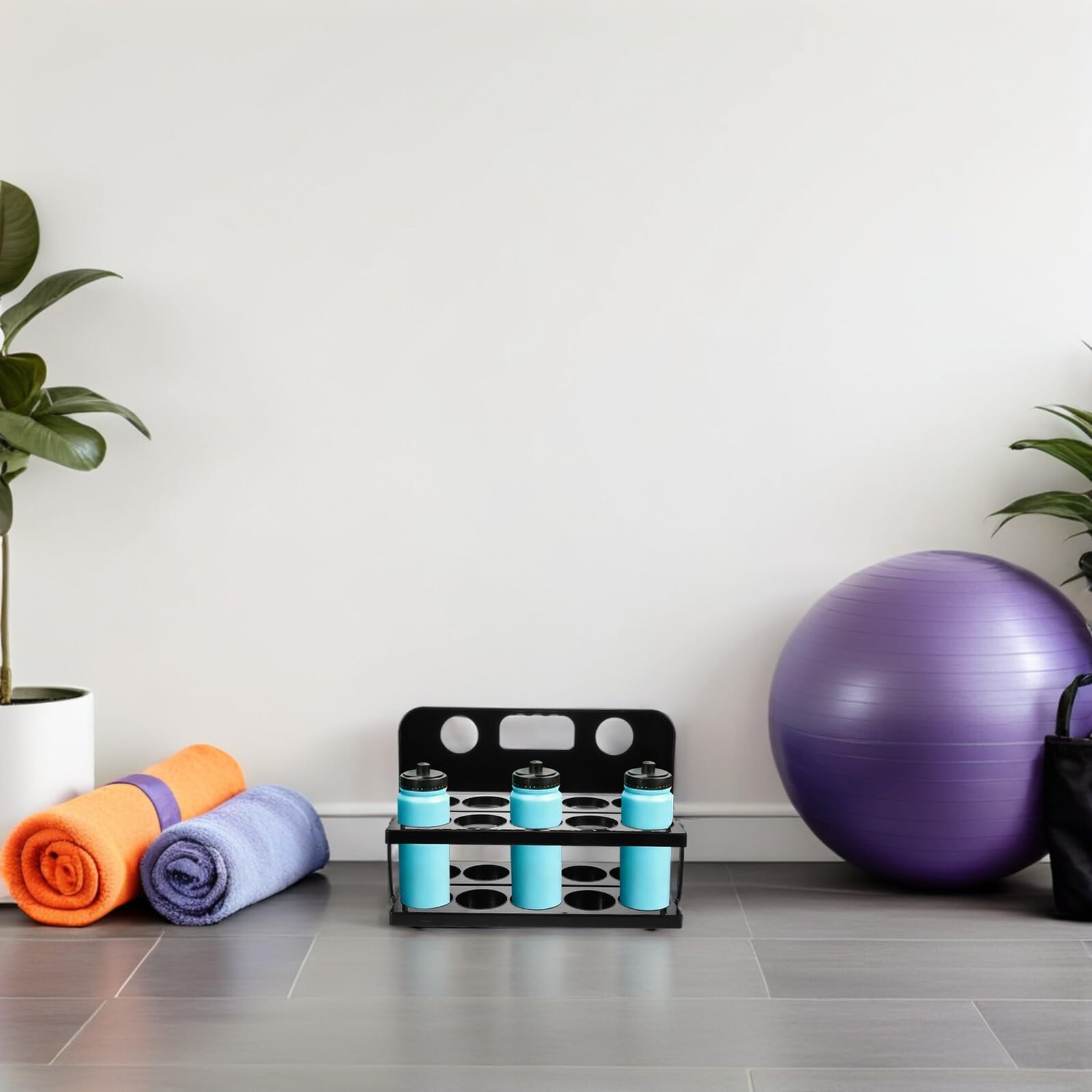 Toyvian Portabotellas de Plástico Reutilizable Plegable con 10 Ranuras Negro, Soporte Portátil para Botellas con Asa Adecuado para Ciclismo, Picnic y Actividades al Aire Libre
