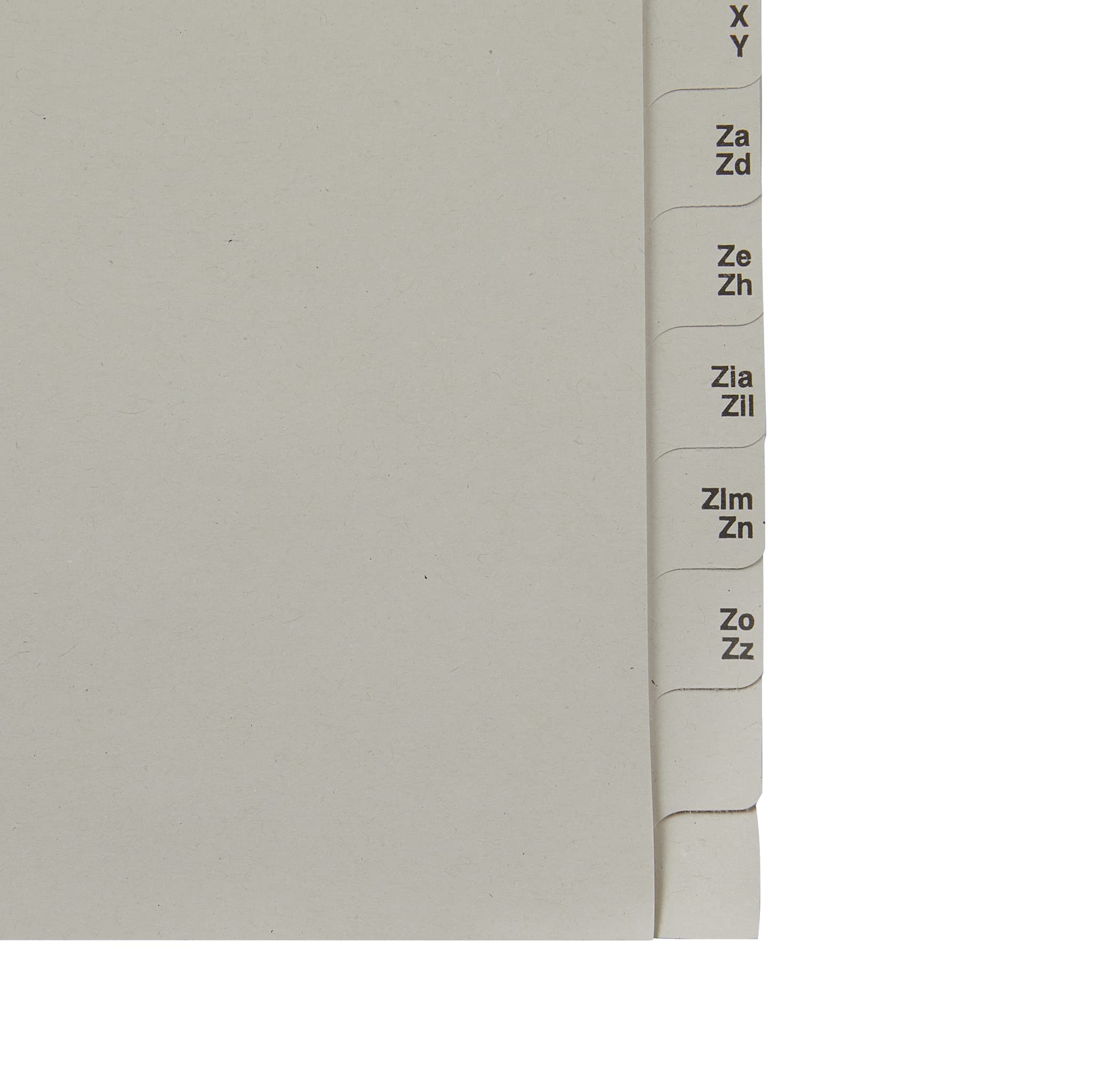 Leitz Register, Trennblätter mit Taben und alphabetischem Aufdruck A-Z für 50 Ordner, Halbe Höhe und Überbreite, Grau, 100% recyceltes Papier, Blauer Engel Siegel, 13500085