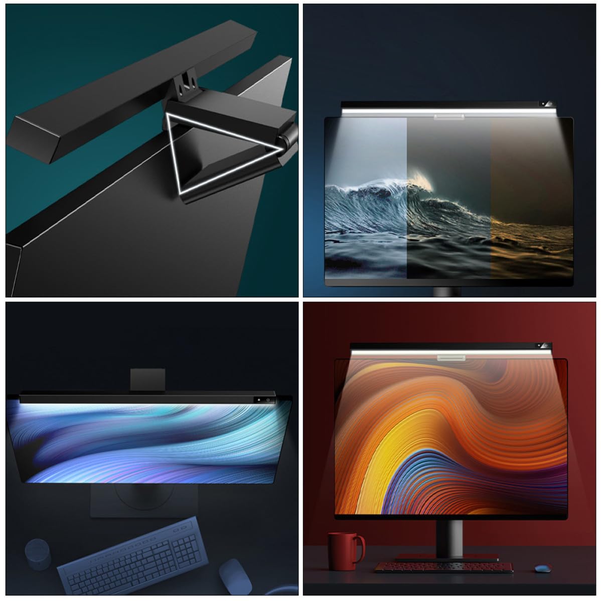 OSALADI Lampada per Monitor Nero in Abs Protezione Vista e Aumento Efficienza Lavoro per Gaming Computer e Uso Domestico