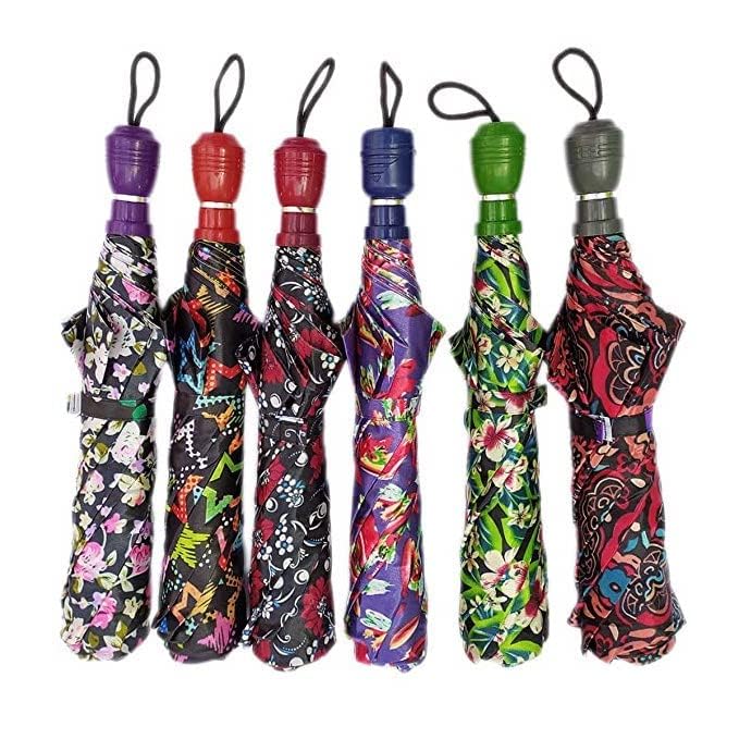Design Satin 2-Fold Umbrella for Women | Auto Open UV Protection Umbrella | Stylish Floral Print | Compact & Lightweight (Pack of 1_Multicolor)-image-0