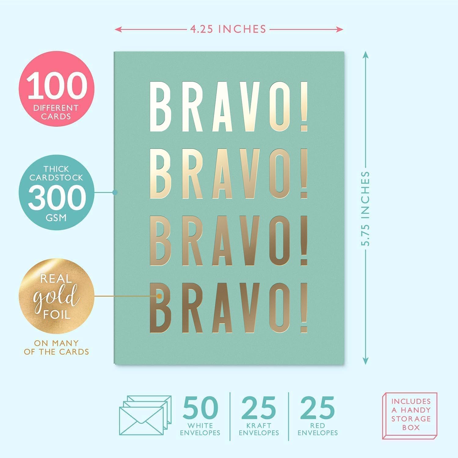 Sweetzer & Orange 100 All Occasion Cards & Envelopes Set - Greeting Notecards Assortment Box - Birthday Cards Bulk for Office, Thank You, Holiday, Blank Notecards & more – Organizer Box Included - Image 2