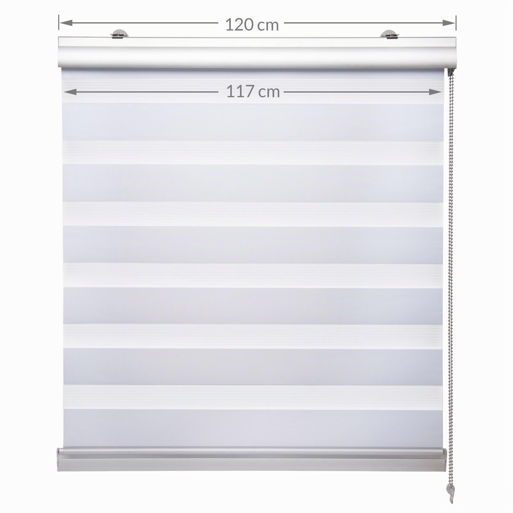 Sol Royal Kassetten Doppelrollo ohne Bohren Klemmfix mit Klemmträger DK9 | 120x160cm Weiß Duo Rollo Premium Vario extra breite Streifen Fensterrollo Verdunkelungsrollo SolDecor DK9