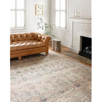 Loloi Layla Collection LAY-06 Taupe/Stone 2'-0" x 5'-0" .13" Thick Accent Rug, Soft, Durable, Vintage Inspired, Distressed, Low Pile, Non-Shedding, Easy Clean, Printed, Living Room Rug