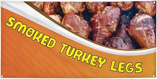Vinyl Banner Multiple Sizes Smoked Turkey Legs Advertising Printing D Restaurant & Food Outdoor Weatherproof Industrial Yard Signs Brown 4 Grommets 24x48Inches