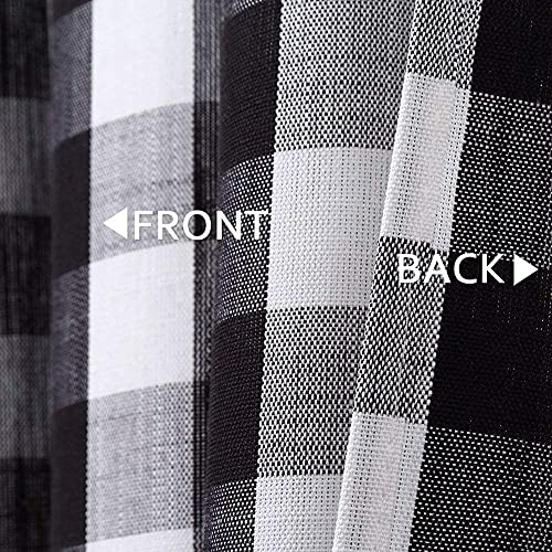 Black And White Buffalo Plaid Tie Up Valance Curtains, Buffalo Check Gingham Farmhouse Retro Adjustable Tie-Up Shades Window Treatment Kitchen Curtains For Cafe Bathroom Windows, 56 X 18", Black/White #TOP5