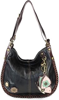 Chala CONVERTIBLE Hobo Large Tote Bag BUTTERFLY Vegan Leather BLACK