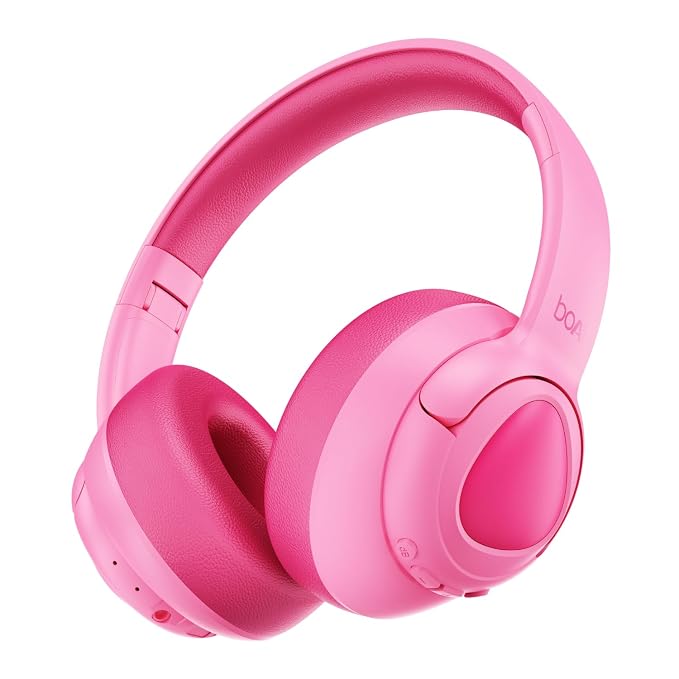boAt Sailor Play Wireless Kids Headphone w/85dB Volume Limiter, 40mm Driver Tuned for Kids, Soft & Plush Earcups, Lightweight & Durable Build, Adaptive Fit, 60H Battery, Bluetooth v5.4(Bubblegum Pink)