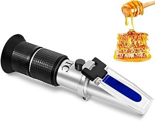 Honey Refractometer for Honey Moisture, Brix and Baume, 3-in-1 Uses, 58-90% Brix Scale Range Honey Moisture Tester, with ATC, Ideal for Honey, Maple Syrup, and Molasses, Bee Keeping Supplies