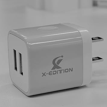 X X-EDITION USB Wall Charger, 2.1A Dual Port USB Charger Block Power Adapter Charging Plug Brick Cube Compatible with Phone 13 12 11 XS XR X 8 7 6S 6 Plus SE, Galaxy, Android Phone