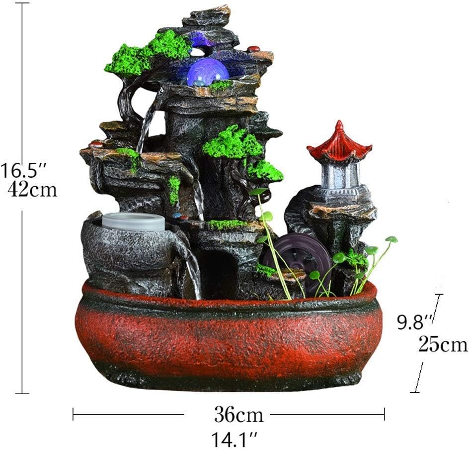 Tabletop Fountain Indoor Fountain Flowing Water Fountain Waterfall Rockery Feng Shui Wheel Greenery Desktop Fountains Decoration Gifts Desktop Fountain (Color : Without Fog) (Without