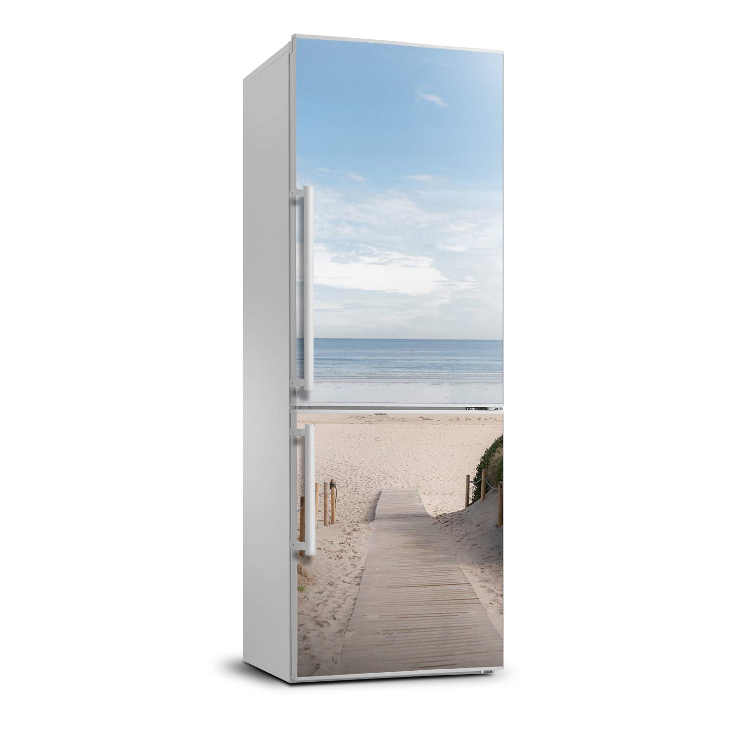 Autocollant frigo chemin de la plage sticker décoration murale cuisine évasion marine
