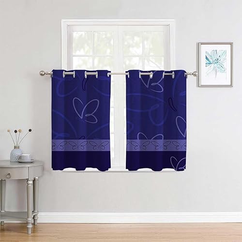 Cortinas para Cocina Navy Blue Decor Grommet Short Privacy Curtain Blackout Fabric 63Inch Width by 63Inch Length,2 Panels
