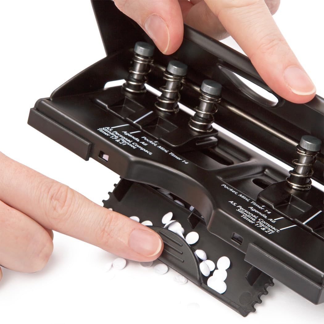 Rapesco Adjustable 6-Hole Punch for Planners and 6-Ring Binders - Black, 1 (1342)