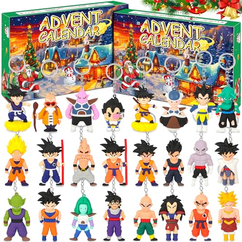 2024 Christmas Advent Calendar Action Figure Toys for Kids Adult, 24-Days Christmas Countdown Calendar Gift 3D PVC Cartoon Keychain Toy for Kids Boys Girl Anime Fans Collectible Backpack Decor Gift
