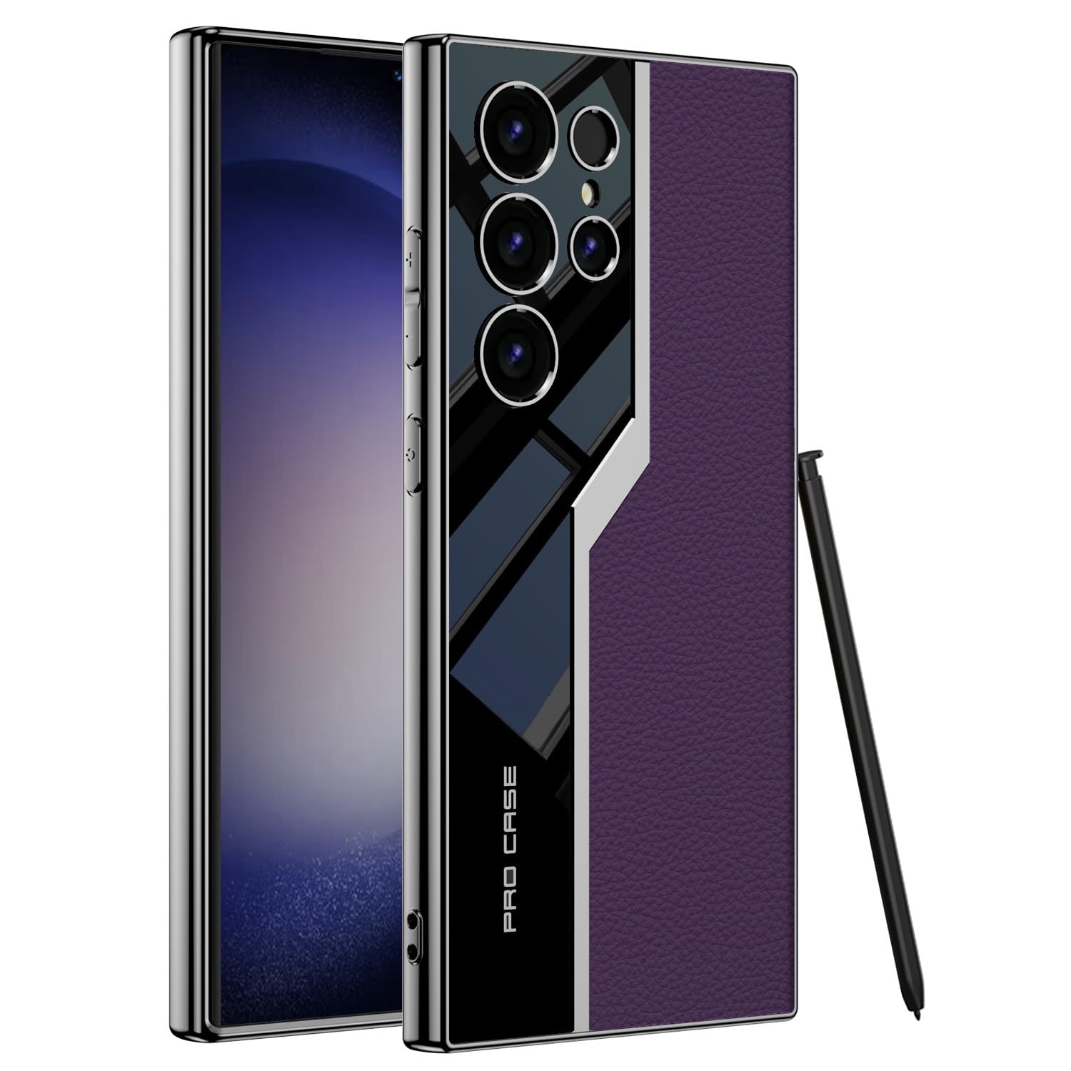 for Samsung Galaxy S24/S24plus/S24 Ultra Case,Electroplated Veneer Supercar Lens All-Inclusive Protective Case（No Pen） (Purple,S24Ultra)