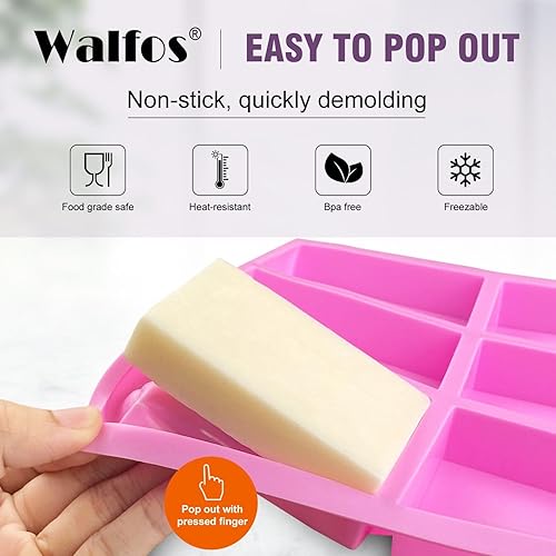 Miniatura 3 de Walfos Juego de 2 moldes de jabón de silicona de grado alimenticio con superficie pulida, fácil de pelar, perfecto para suministros de fabricación