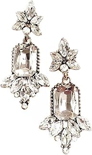 Gold Tone Art Deco Antique Vintage Retro 20s 30s Flapper Style Rhinestone Wedding Bridal Prom Earrings