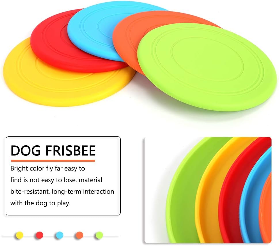 Pet Supplies : Soft Frisbee Flying Disc Dogs Training Interactive Toys for Small to Medium Dog Outdoor Sport, Lightweight Floating Saucer for Chihuahua Bulldog, 5 Pack Super Worth : 