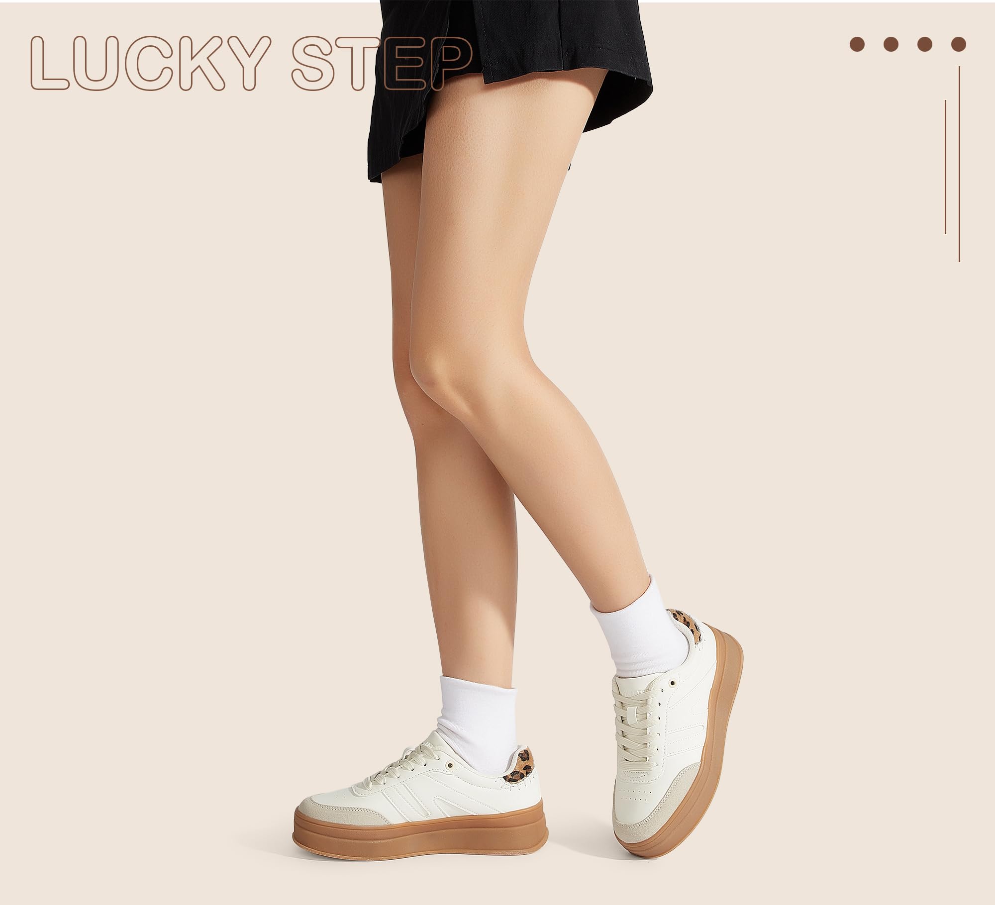 LUCKY STEP Damen Platform Sneakers im Retro-Design | Klassische Freizeitschuhe mit Dicker Gummisohle | Für Alltag, Walking, Tennis & Skate-Stil