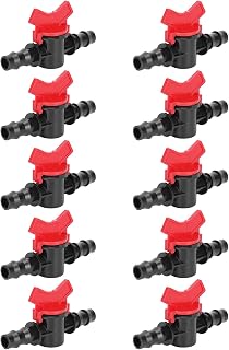 Bamjour Válvula de irrigação por gotejamento, 10 peças, acessórios de irrigação de mangueira 1/2, válvula farpada, conector de irrigação de jardim, acessório de irrigação