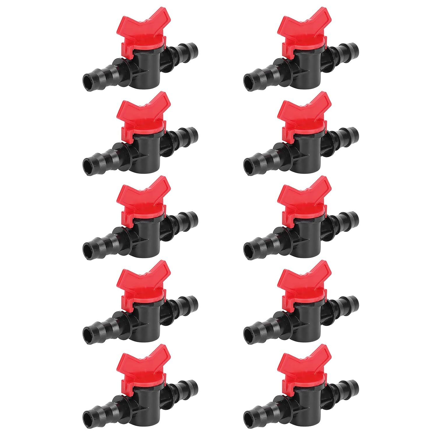 Dioche Efficient 10PCS 1/2 Inch Barbed Inline Irrigation Valve with Red Handle for Water Control – ImpactResistant Plastic Hose Connector for Drip Systems