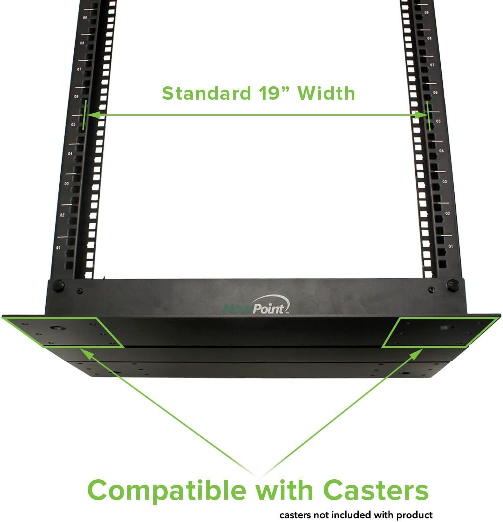 NavePoint 45U 2 Post Open Frame Server Rack for 19 Inch Equipment, AV, Networking, Data & IT Devices, 2-Post Rack 45U 881lbs Weight Capacity, Black