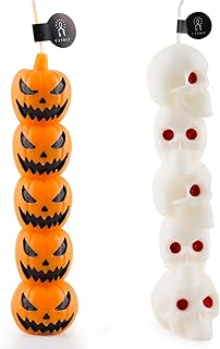 Yiran 2pcs Skeletons and Pumpkin Candles for Scented, Halloween Party Decorations Indoor for Home Bar, Room, Tables, Decorative Halloween Gift for Adults Kids