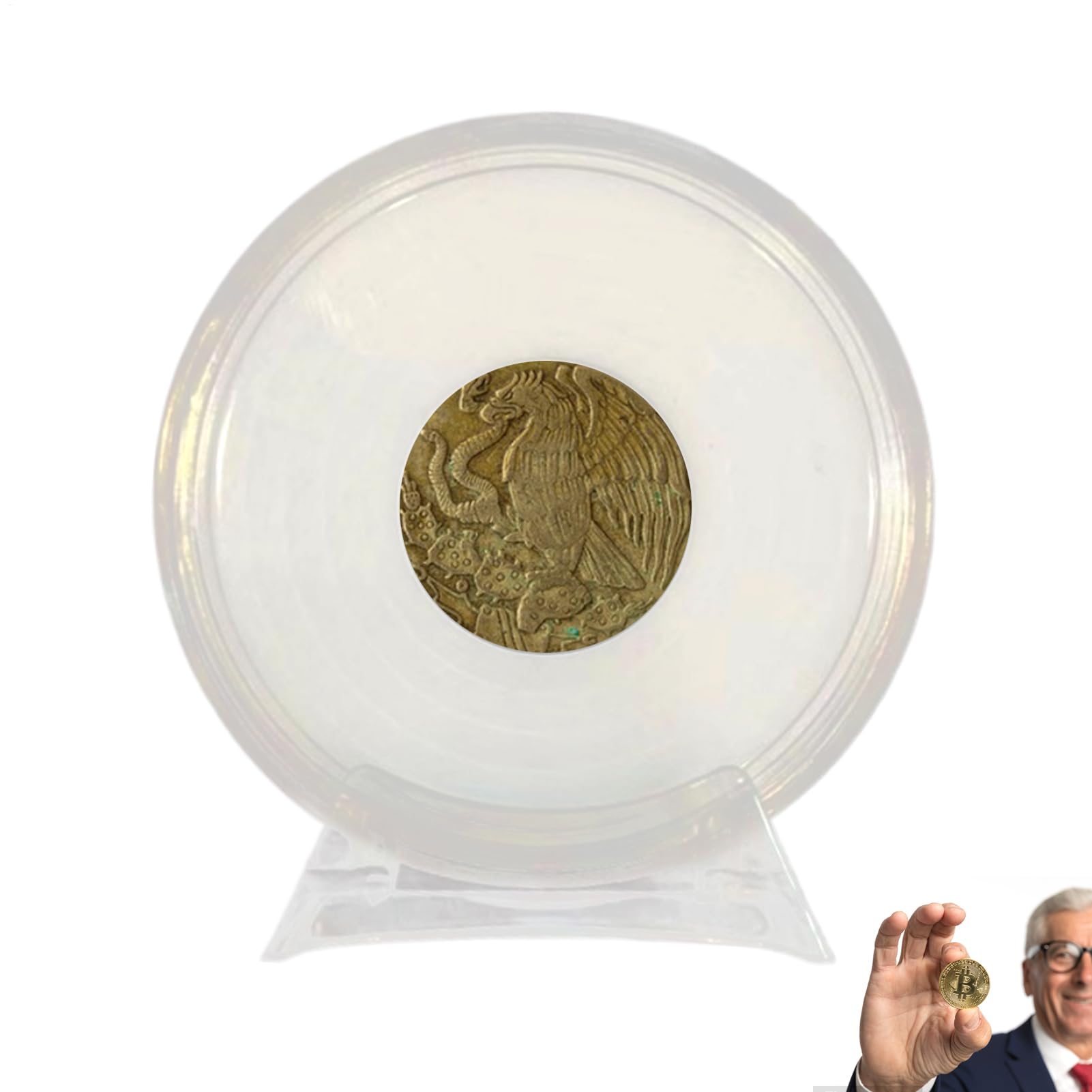 Marco para Challenge Coin de 10 piezas funda protectora redonda y caja transparente