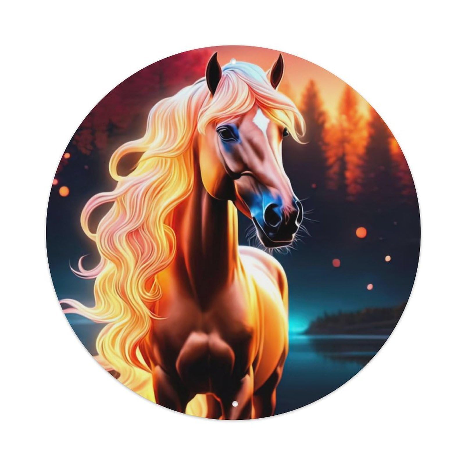 Animal Horses at The River Metal Tin Sign