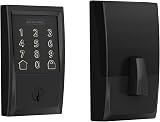 Amazon product image of Schlage Encode Smart WiFi Deadbolt Lock with Century Trim, Matte Black | Keyless entry door lock, Touchscreen keypad, App control, Alexa, Google Home, Ring & Airbnb compatible, Certified security