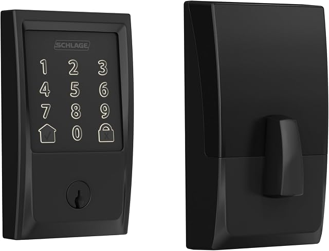 Schlage Encode Smart Wi-Fi Deadbolt Lock avec clavier à écran tactile, entrée de porte avant sans clé, contrôle d'application, Alexa, Google Home et Airbnb compatibles, Matte Black, BE489WB CEN 622