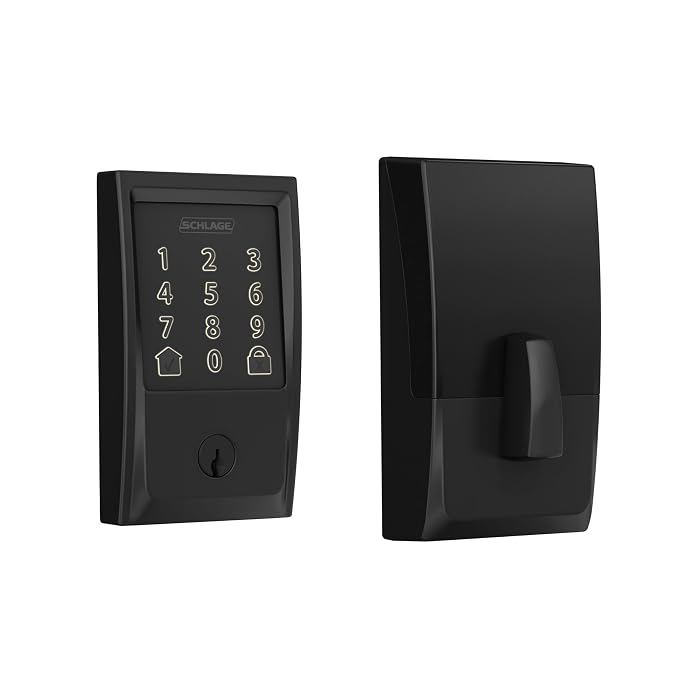 Schlage Encode Smart WiFi Deadbolt Lock with Century Trim, Matte Black