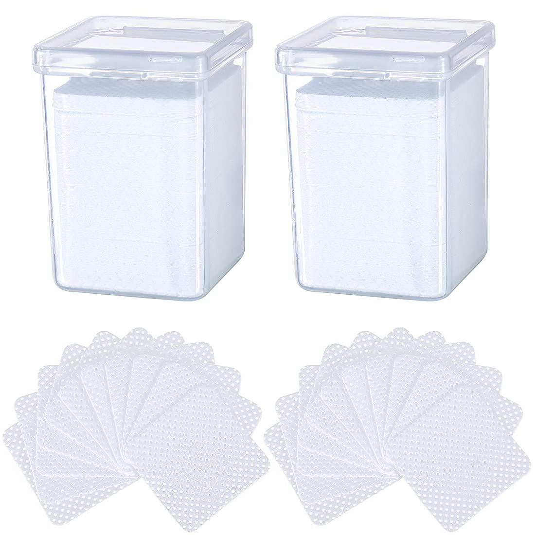 DELFINO 400 Pieces Eyelash Extension Glue Wipes Cleaner Wiping Cloth Non-woven Fabric Removal Tool for Eyelash Extensions and Nail Polish Bottle