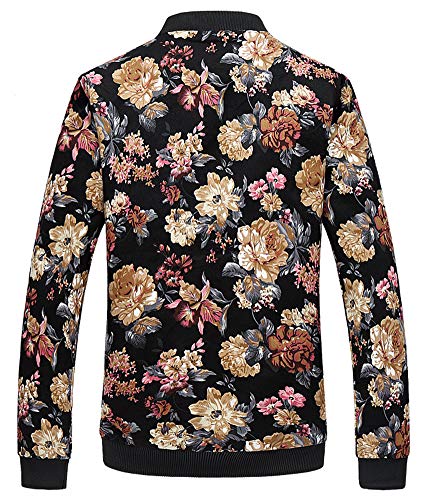 Scofeel Embroidered Floral Pattern Men Classic Bomber Jacket Coat Plus Size #TOP1