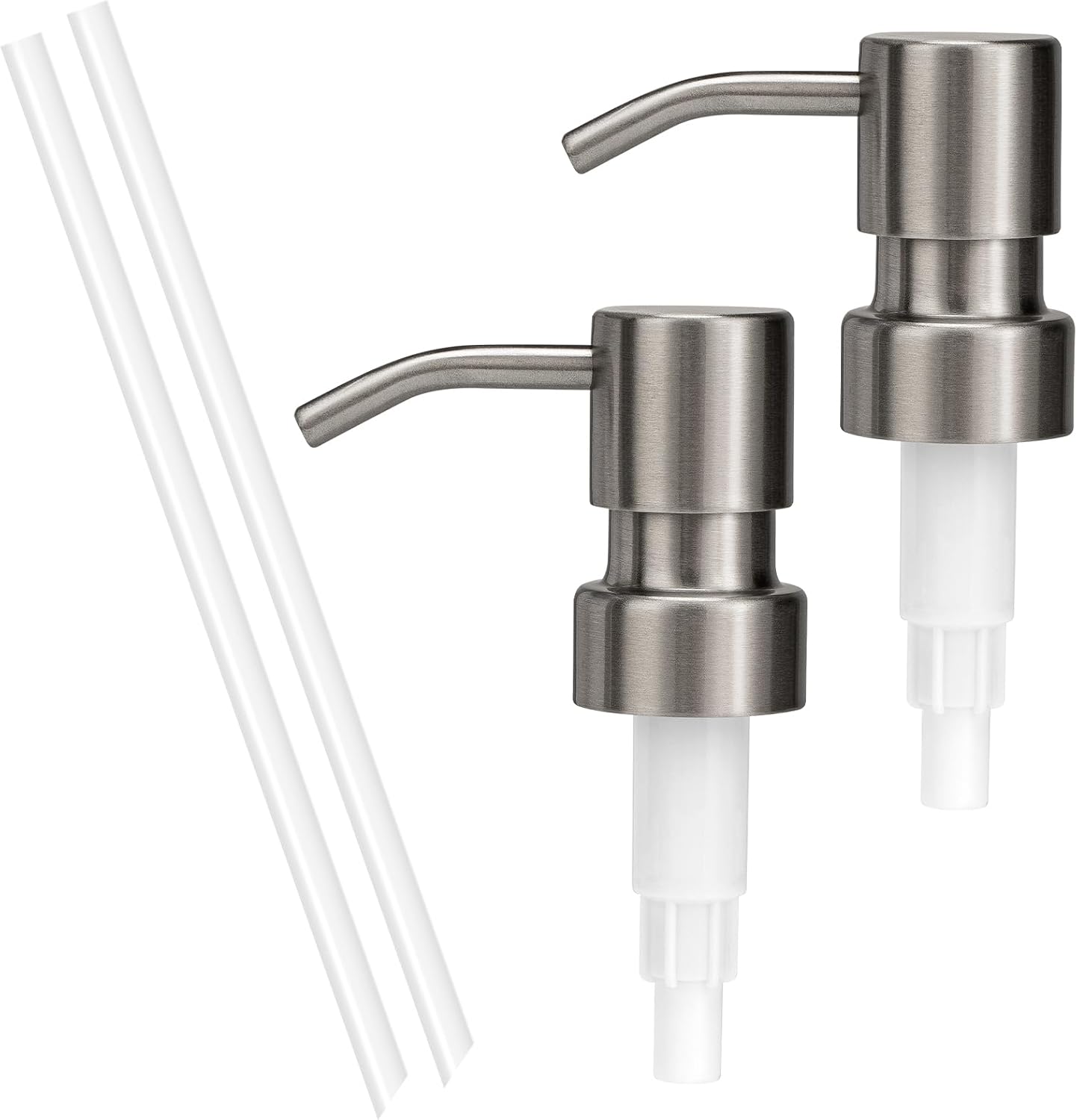 2 Pack 304 Stainless Steel Soap Dispenser Pump Replacement Brushed Gold Flat Top Dispenser Pumps Standard 28/400 Thread for Liquid Soap Lotion Kitchen Bathroom(Brushed Gold)